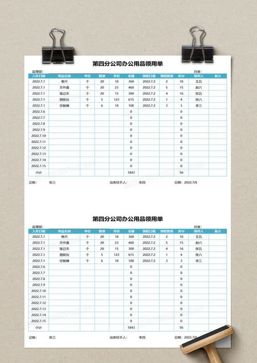 公司辦公用品領用單excel模板下載 熊貓辦公