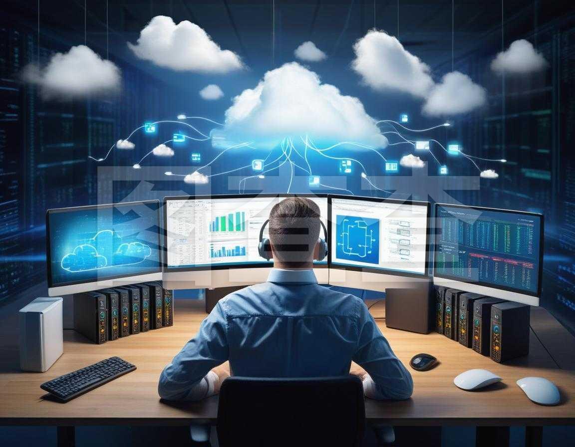 系統管理員在辦公室監控云服務器