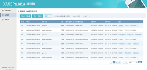 微信營銷后臺管理系統部分頁面